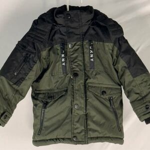 DKNY Toddler Hooded Winter Jacket Green Black Coat Size 2T
